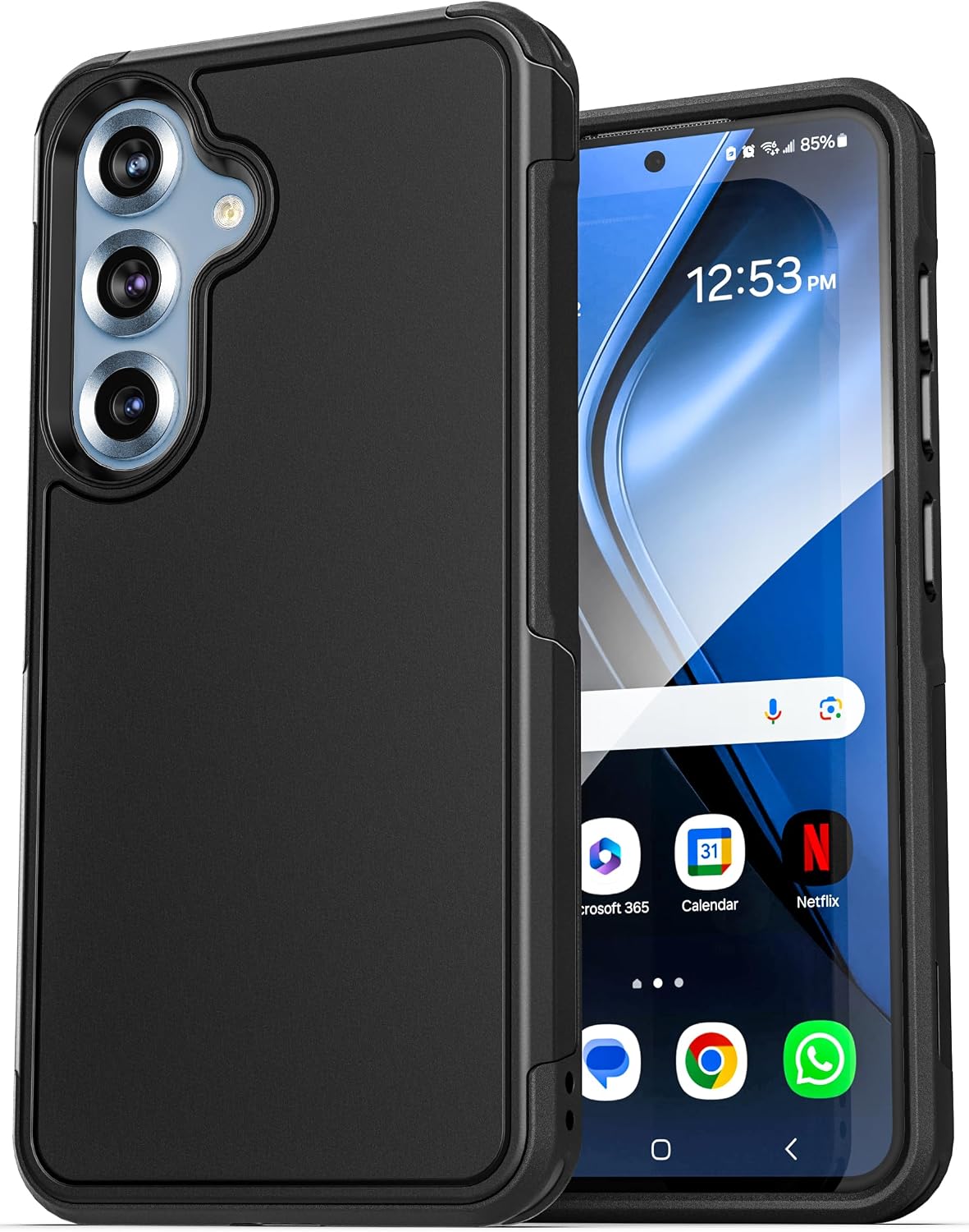 Encased Designed for Samsung Galaxy S25 Plus Case, Compatible with MagSafe Qi2 (Challenger Series) Heavy Duty Rugged Dual Layer Protection (Black)