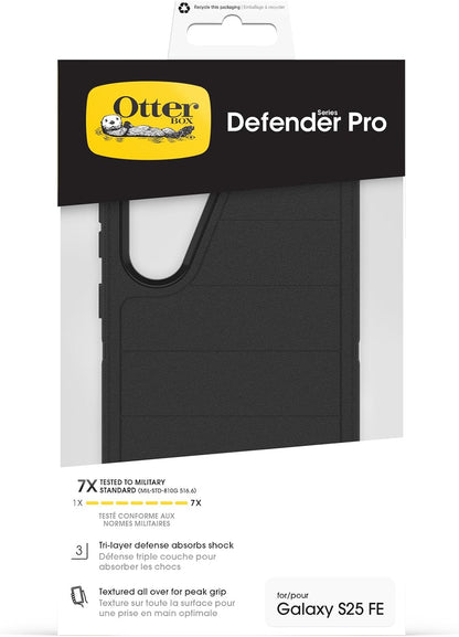 OtterBox Defender Pro Case for Samsung Galaxy S25 FE, Black | Shockproof, drop-proof, ultra-robust, protective case, 7x military standard tested
