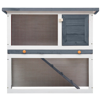 NNEVL Outdoor Rabbit Hutch 1 Door Grey Wood