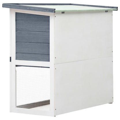 NNEVL Outdoor Rabbit Hutch 1 Door Grey Wood