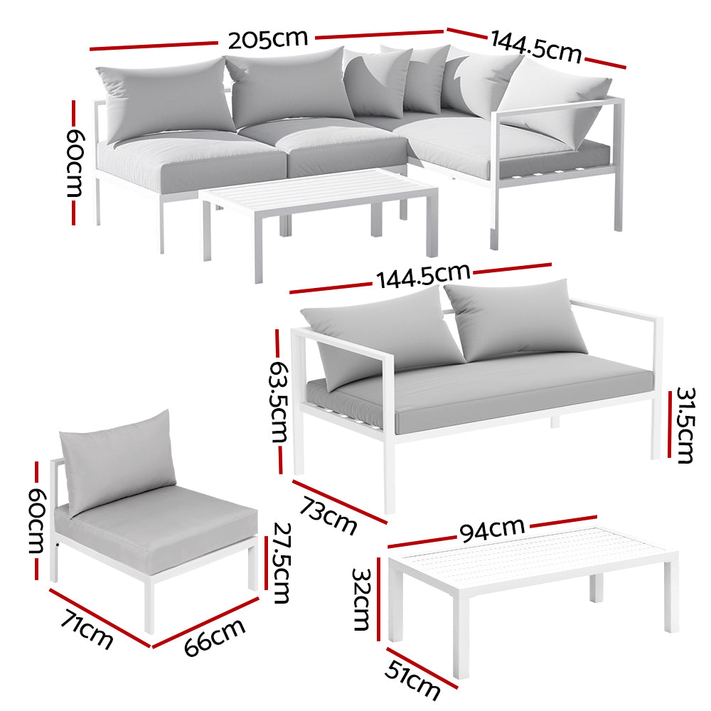 Gardeon Outdoor Lounge Sofa Set – 4-Seater Aluminium – photo 2 of 5