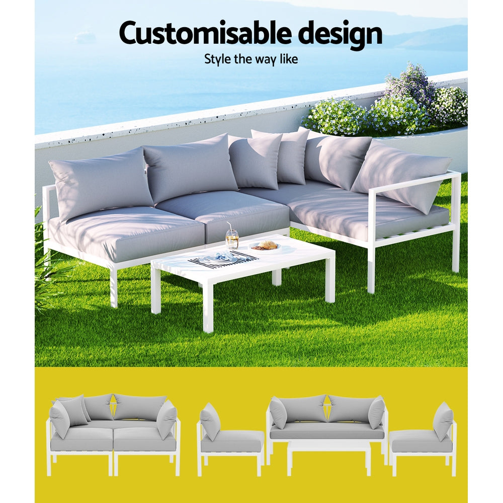 Gardeon Outdoor Lounge Sofa Set – 4-Seater Aluminium – photo 4 of 5