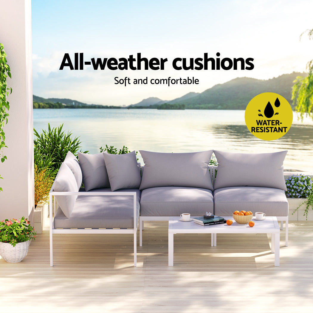 Gardeon Outdoor Lounge Sofa Set – 4-Seater Aluminium – photo 5 of 5