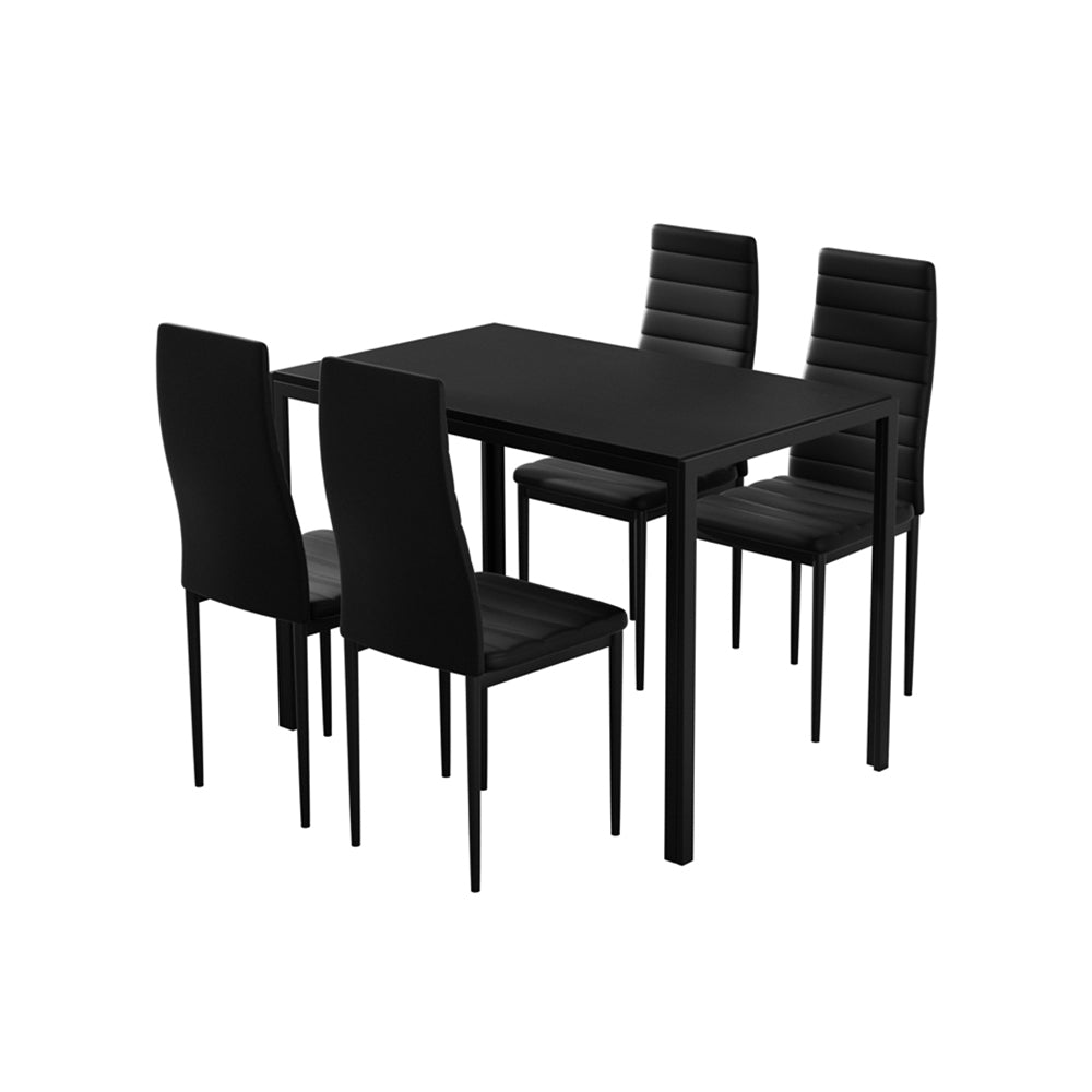 Artiss Dining Table and Chairs Set (5-Piece) – 4 Chairs, Black