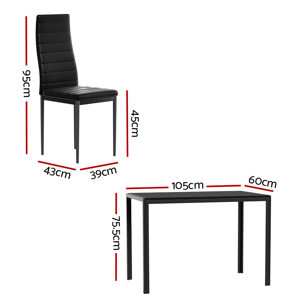 Artiss Dining Table and Chairs Set (5-Piece) – 4 Chairs, Black – photo 2 of 5