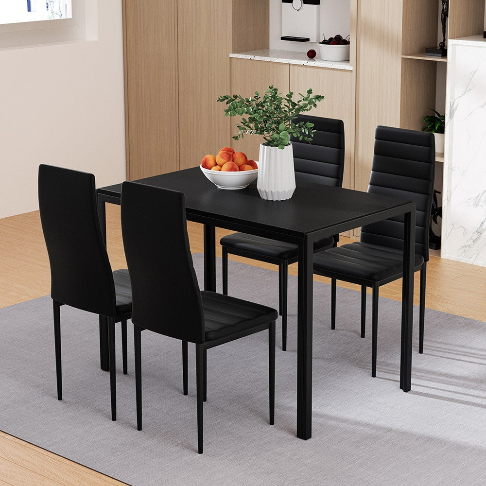 Artiss Dining Table and Chairs Set (5-Piece) – 4 Chairs, Black – photo 1 of 5