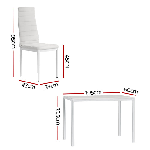 Artiss Dining Table and Chairs Set (5-Piece) – 4 Chairs, White – photo 2 of 5