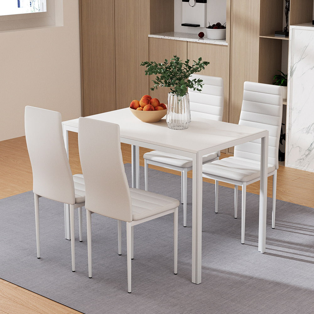 Artiss Dining Table and Chairs Set (5-Piece) – 4 Chairs, White – photo 1 of 5