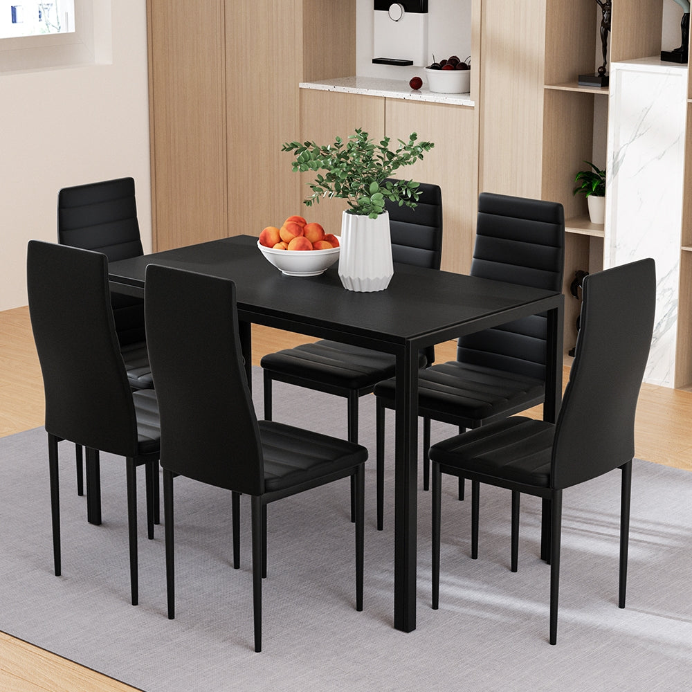Artiss Dining Table and Chairs Set (7-Piece) – 6 Chairs, Black – photo 1 of 5