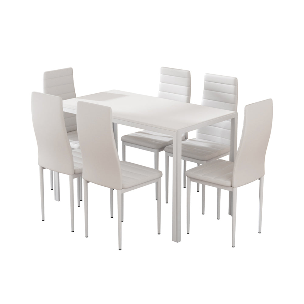 Artiss Dining Table and Chairs Set (7-Piece) – 6 Chairs, White