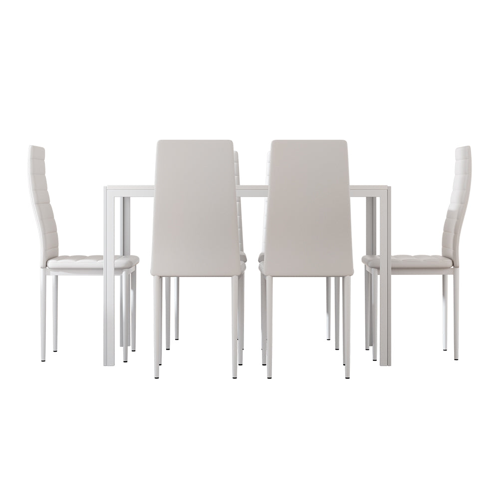 Artiss Dining Table and Chairs Set (7-Piece) – 6 Chairs, White – photo 3 of 5
