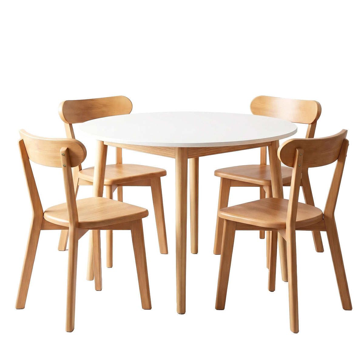 Artiss Round Dining Table and Chairs Set (5-Piece) – 108cm, White Timber – photo 1 of 5