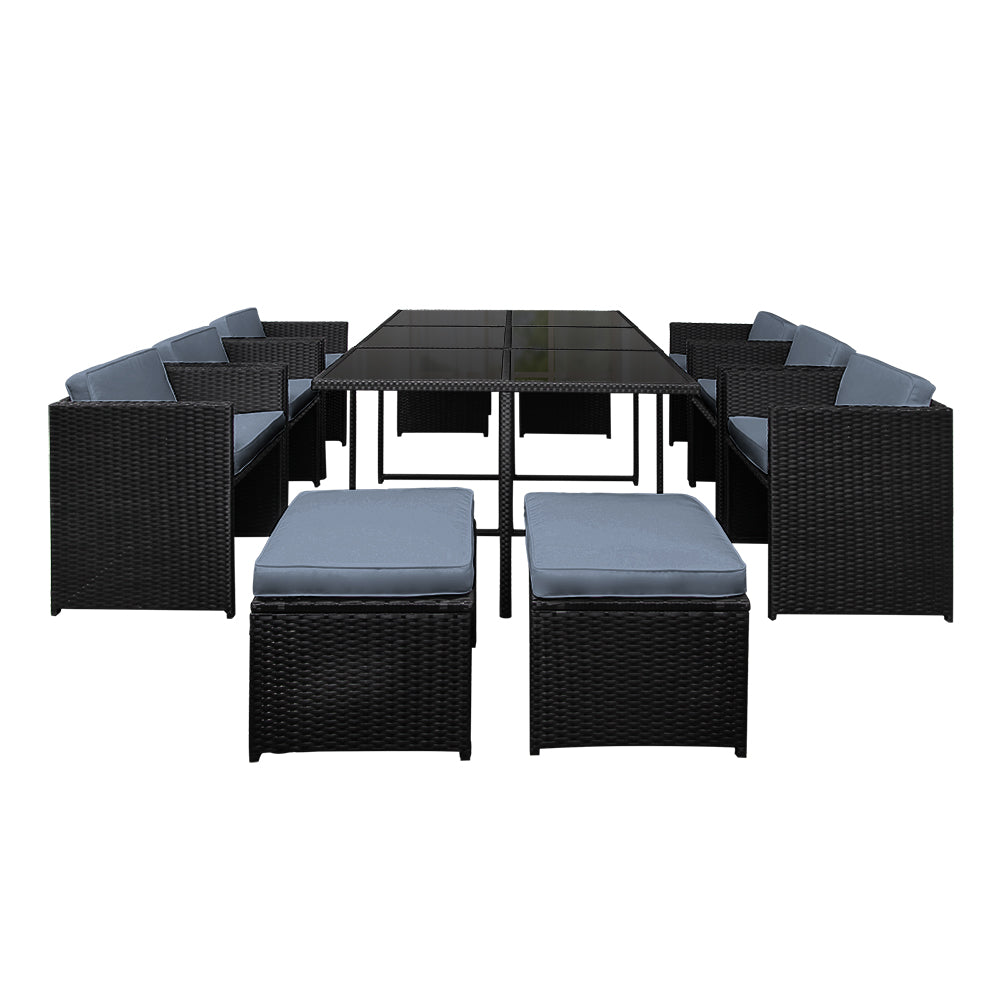 Gardeon Outdoor Wicker Dining Set (11-Piece), Black – photo 3 of 5