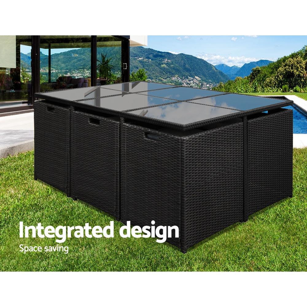 Gardeon Outdoor Wicker Dining Set (11-Piece), Black – photo 4 of 5