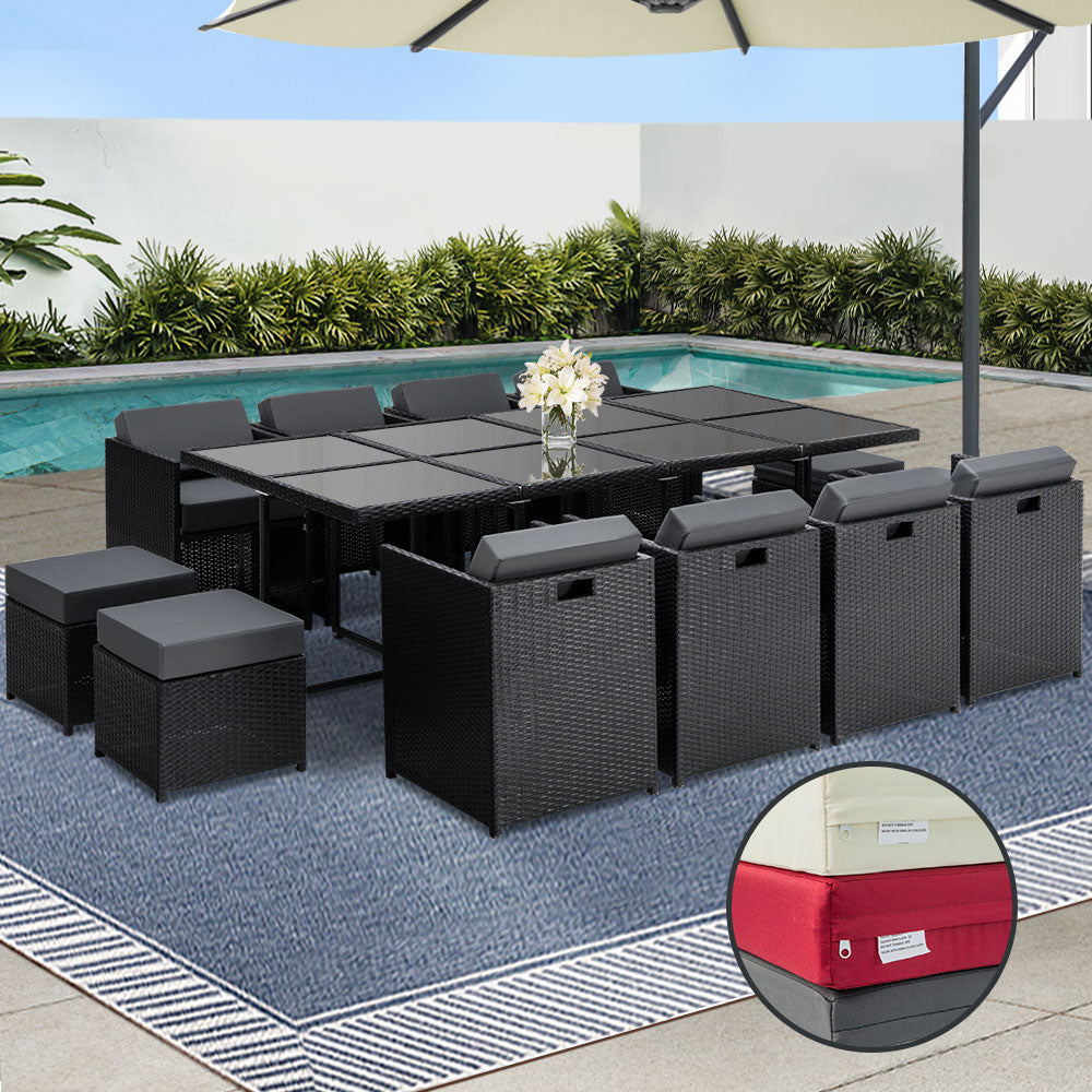 Gardeon Outdoor Wicker Dining Set (13-Piece), Black – photo 1 of 5