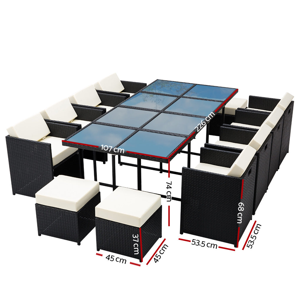 Gardeon Outdoor Wicker Dining Set (13-Piece), Black – photo 2 of 5