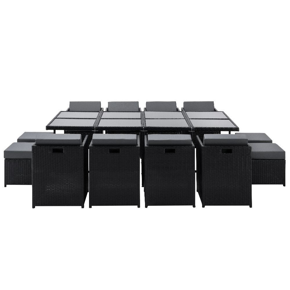 Gardeon Outdoor Wicker Dining Set (13-Piece), Black – photo 3 of 5