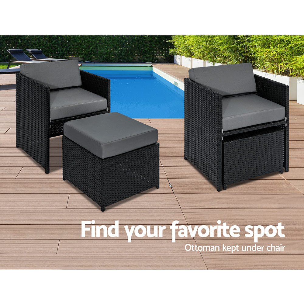 Gardeon Outdoor Wicker Dining Set (13-Piece), Black – photo 5 of 5