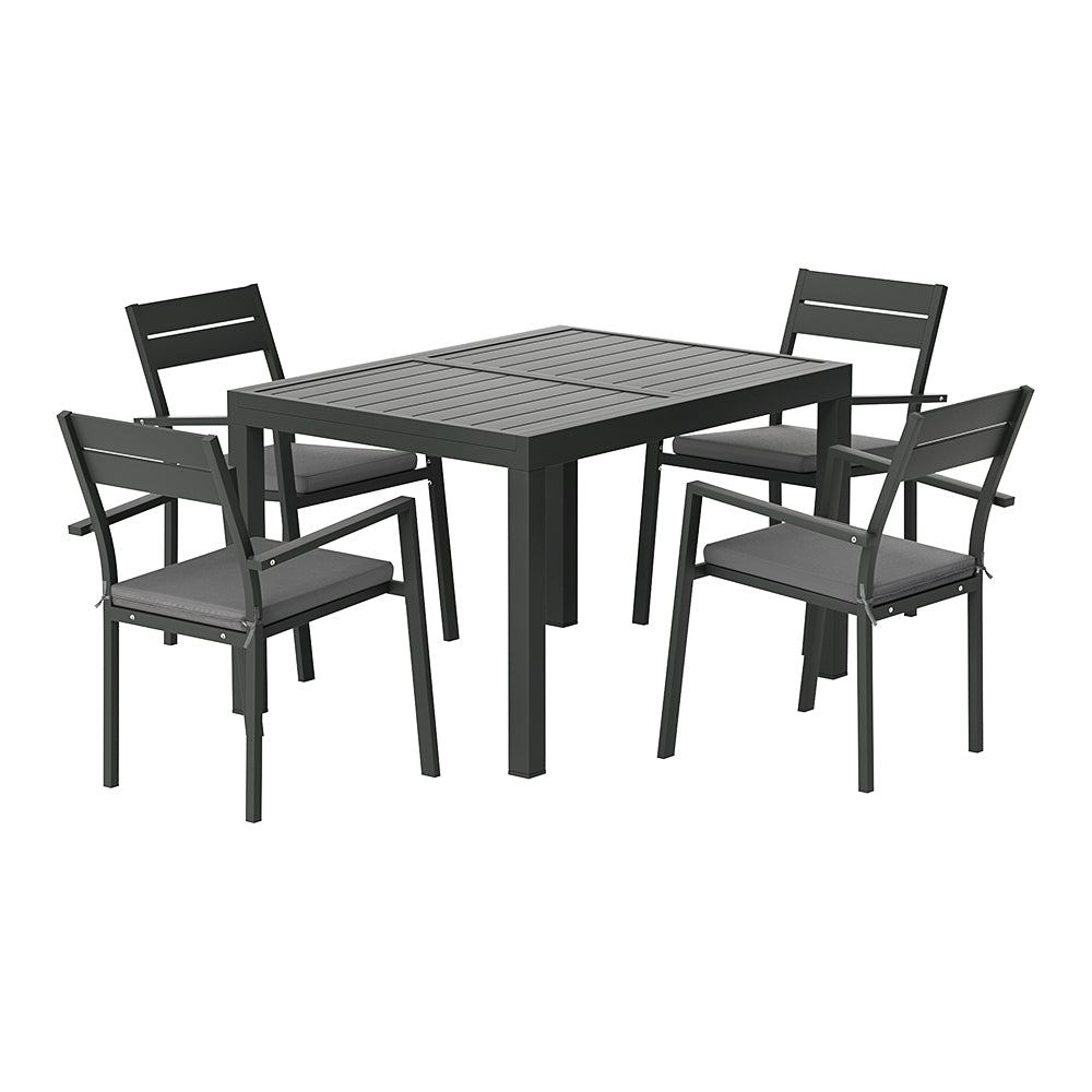 Gardeon Outdoor Dining Set (5-Piece) – Extendable Aluminium Table, Black
