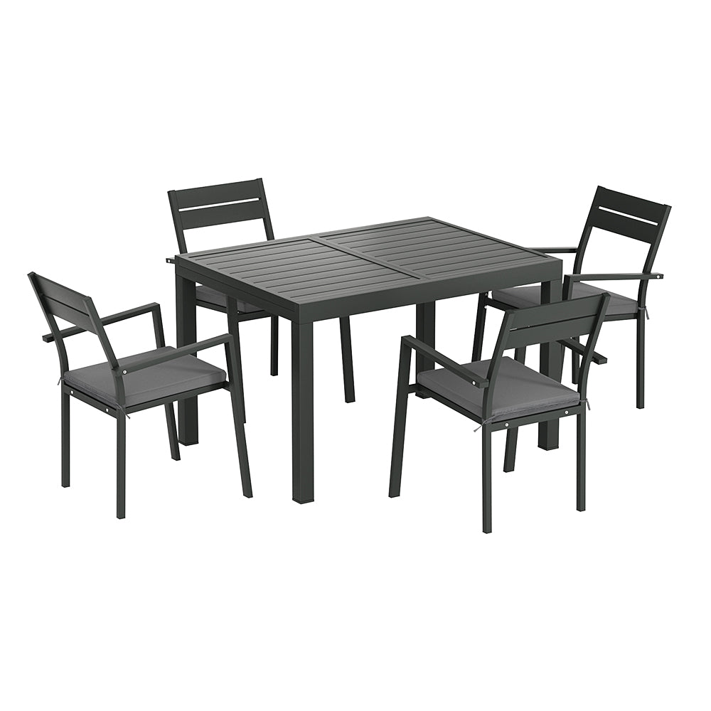 Gardeon Outdoor Dining Set (5-Piece) – Extendable Aluminium Table, Black – photo 3 of 5