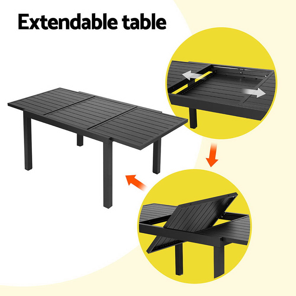 Gardeon Outdoor Dining Set (5-Piece) – Extendable Aluminium Table, Black – photo 5 of 5