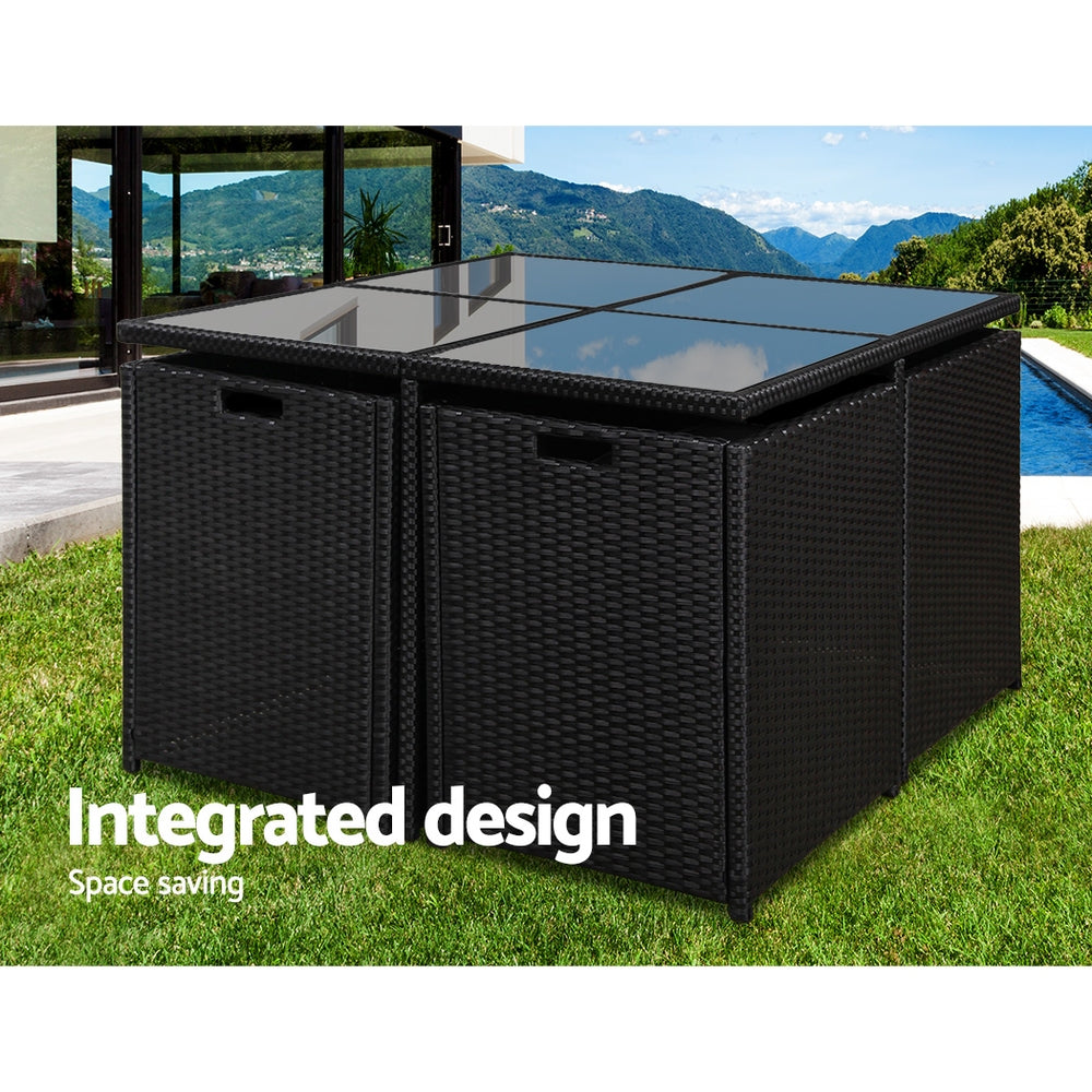 Gardeon Outdoor Wicker Dining Set (5-Piece), Black – photo 3 of 5