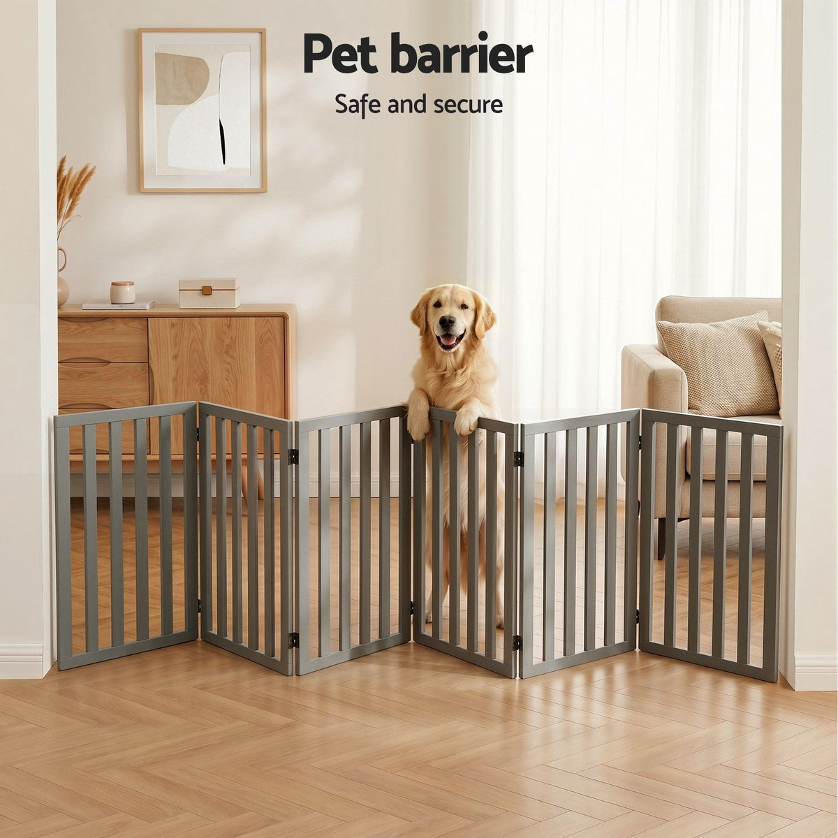 i.Pet Pet Gate Playpen – 6-Panel Wooden Enclosure – photo 4 of 5