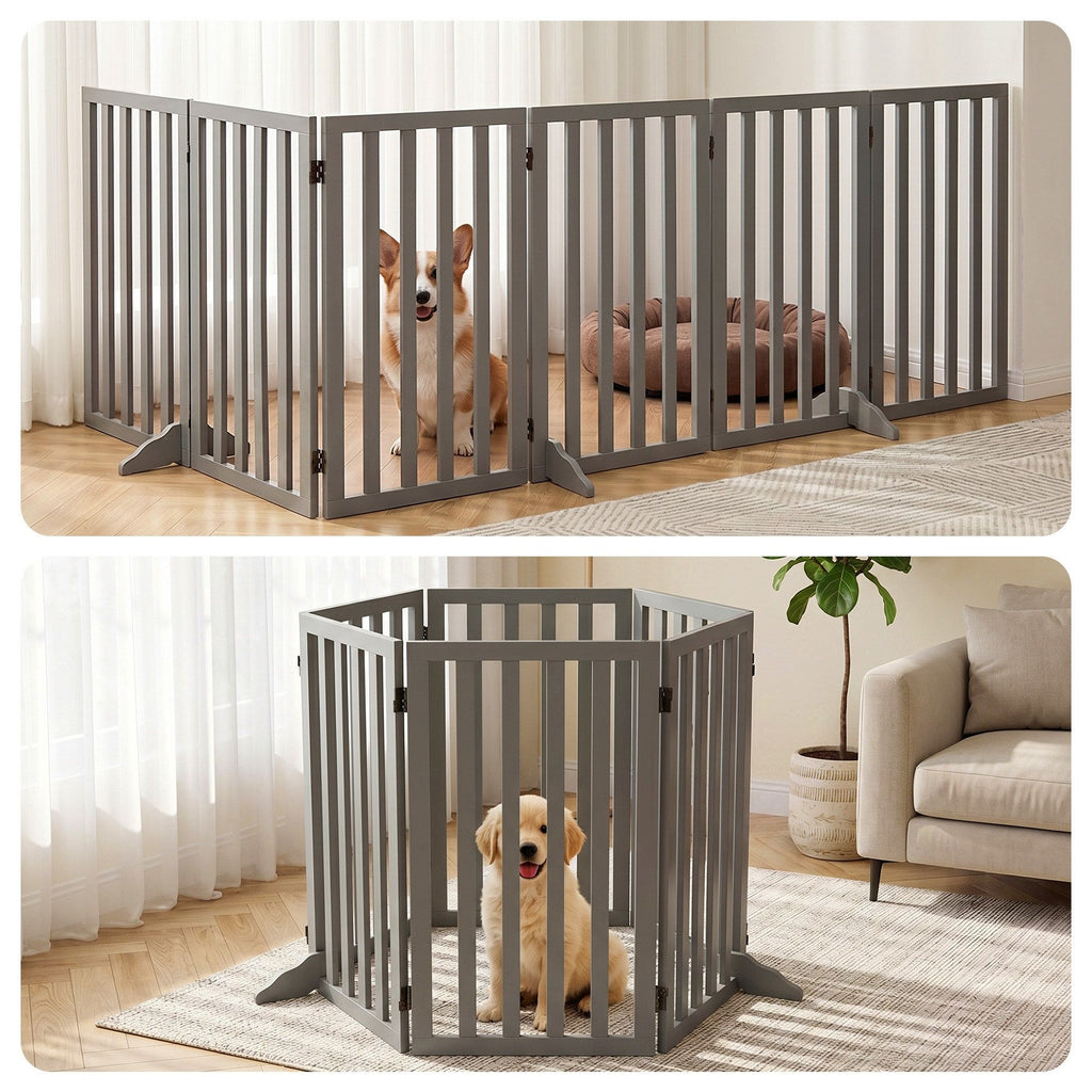 i.Pet Pet Gate Playpen – 6-Panel Wooden Enclosure