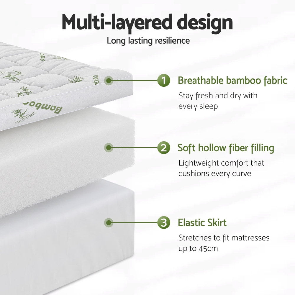 Giselle Bamboo Pillowtop Mattress Topper – 1500GSM, King