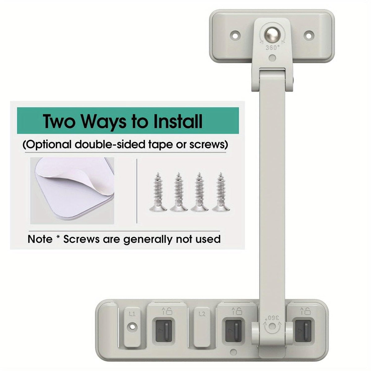 Child Safety Window Lock – 3-Level Restrictor, No-Drill, Gray