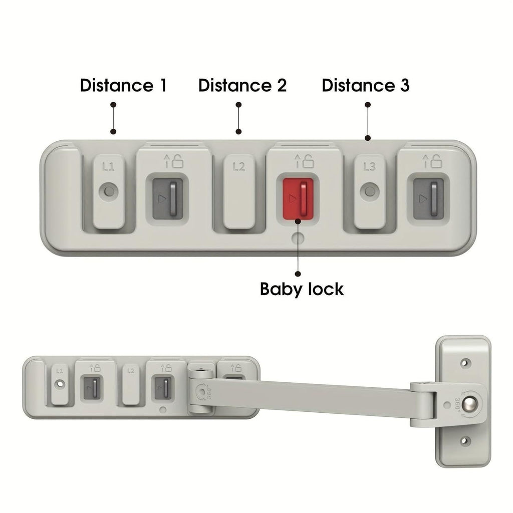 Child Safety Window Lock – 3-Level Restrictor, No-Drill, Gray