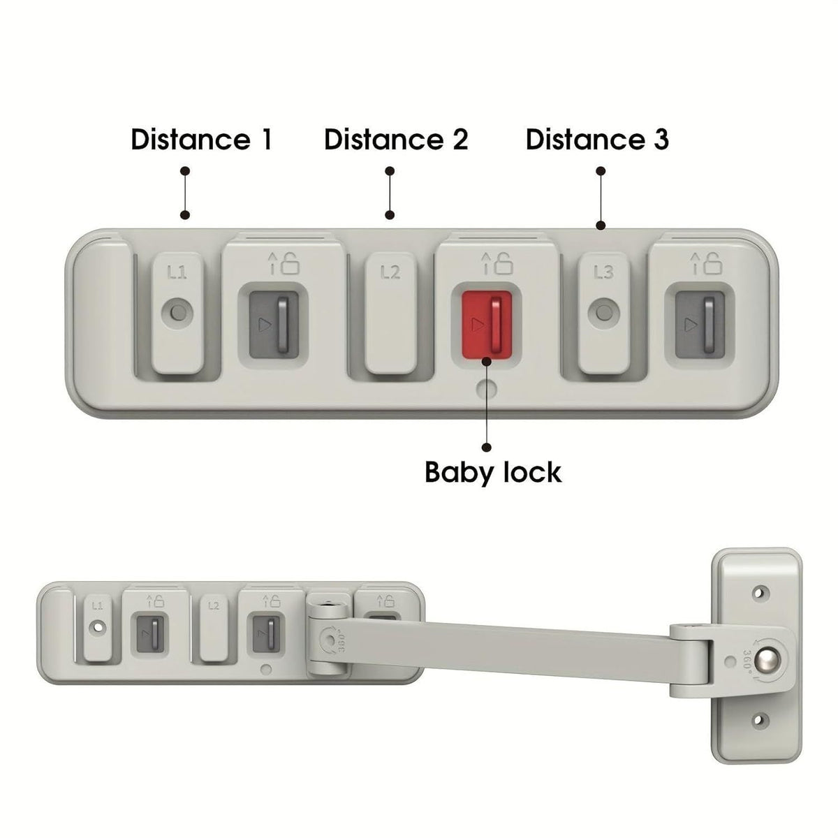 Child Safety Window Lock – 3-Level Restrictor, No-Drill, Gray
