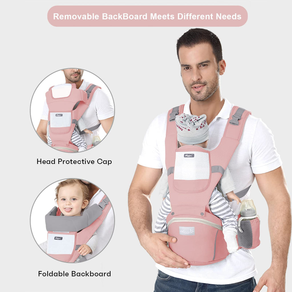 6-in-1 Adjustable Baby Hip Seat Carrier – Breathable Mesh, Pink – photo 3 of 5