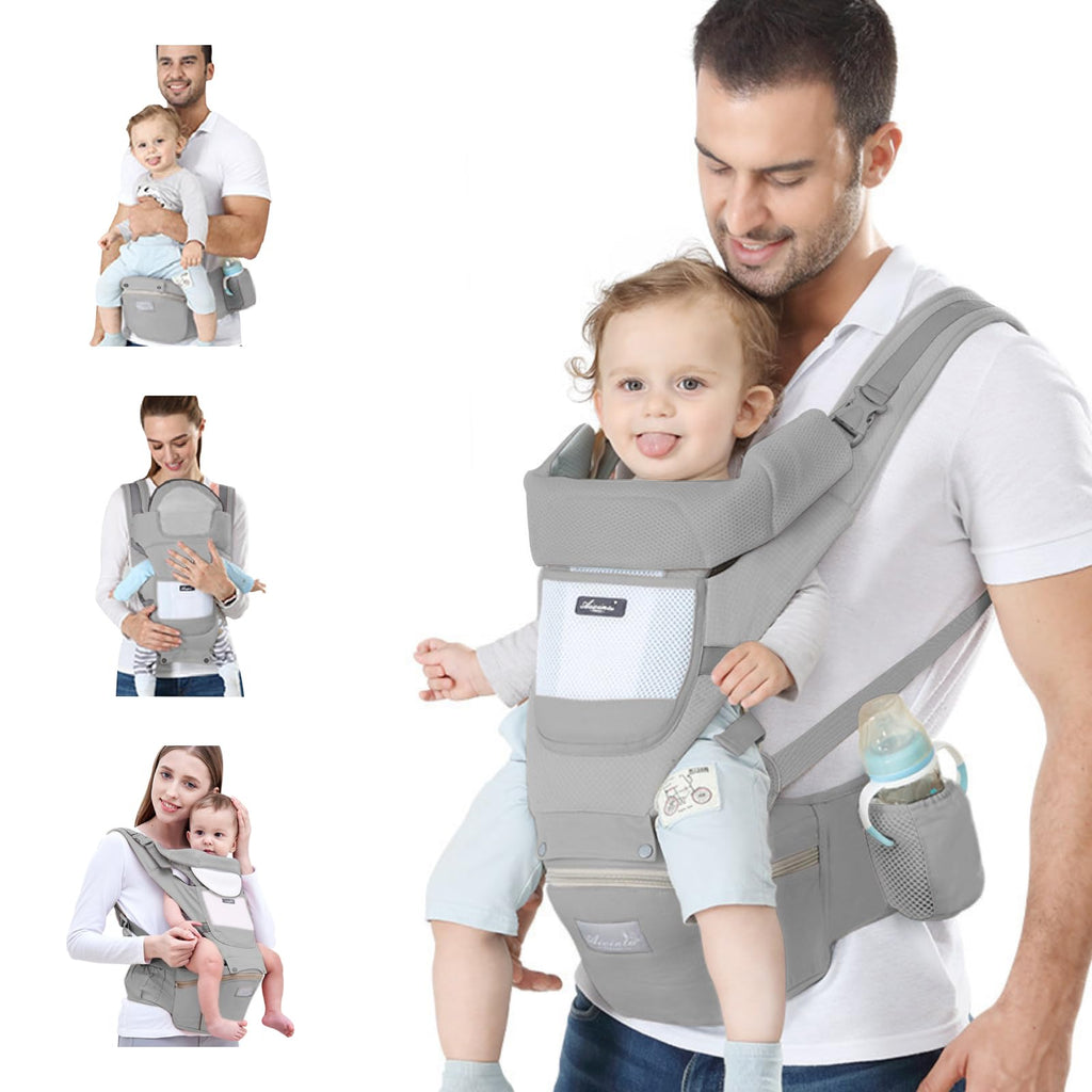 6-in-1 Adjustable Baby Hip Seat Carrier – Breathable Mesh, Grey – photo 1 of 5