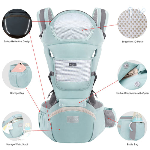 6-in-1 Adjustable Baby Hip Seat Carrier – Breathable Mesh, Green – photo 2 of 5