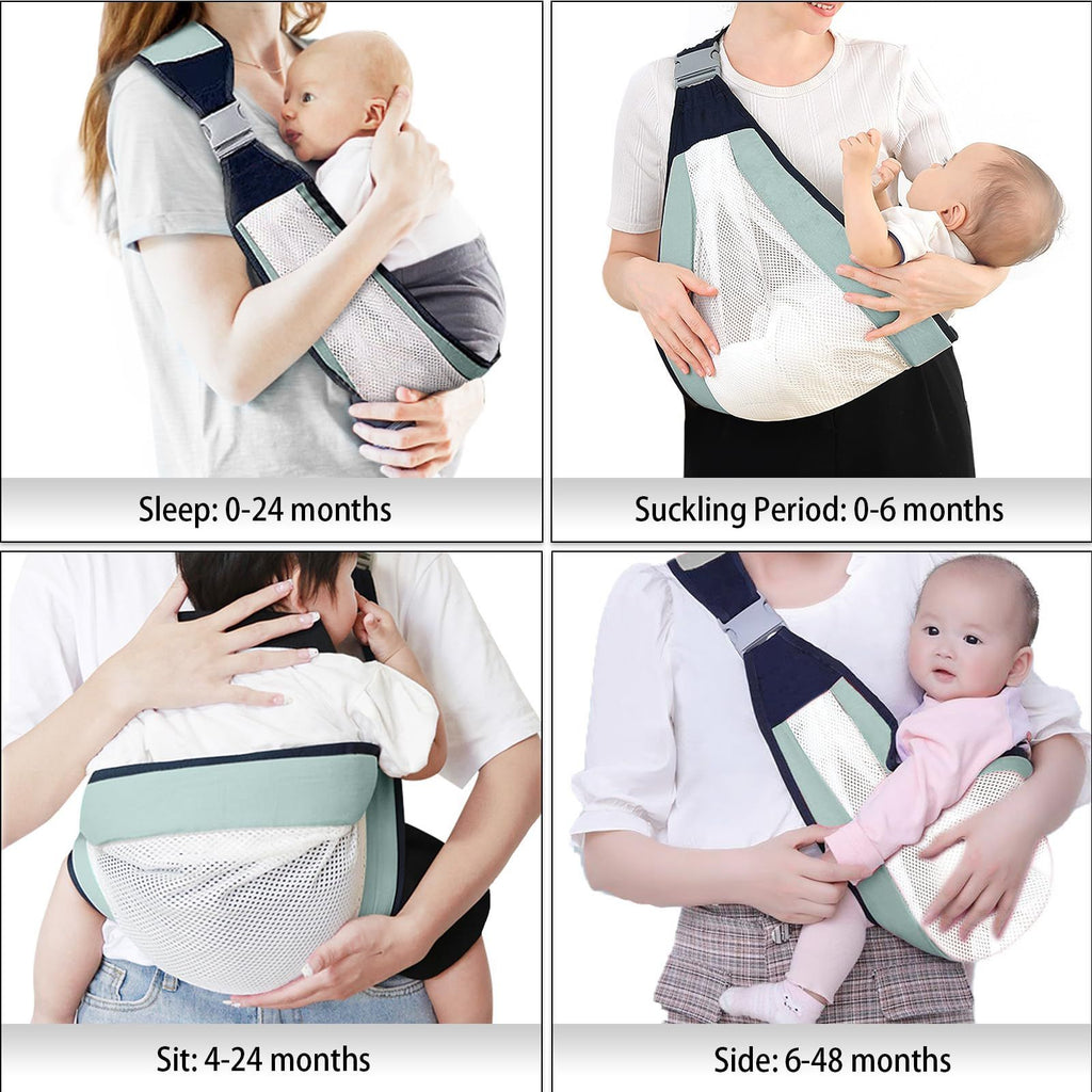 Adjustable Baby Sling Hip Carrier – Lightweight Breathable Mesh, Green – photo 3 of 5