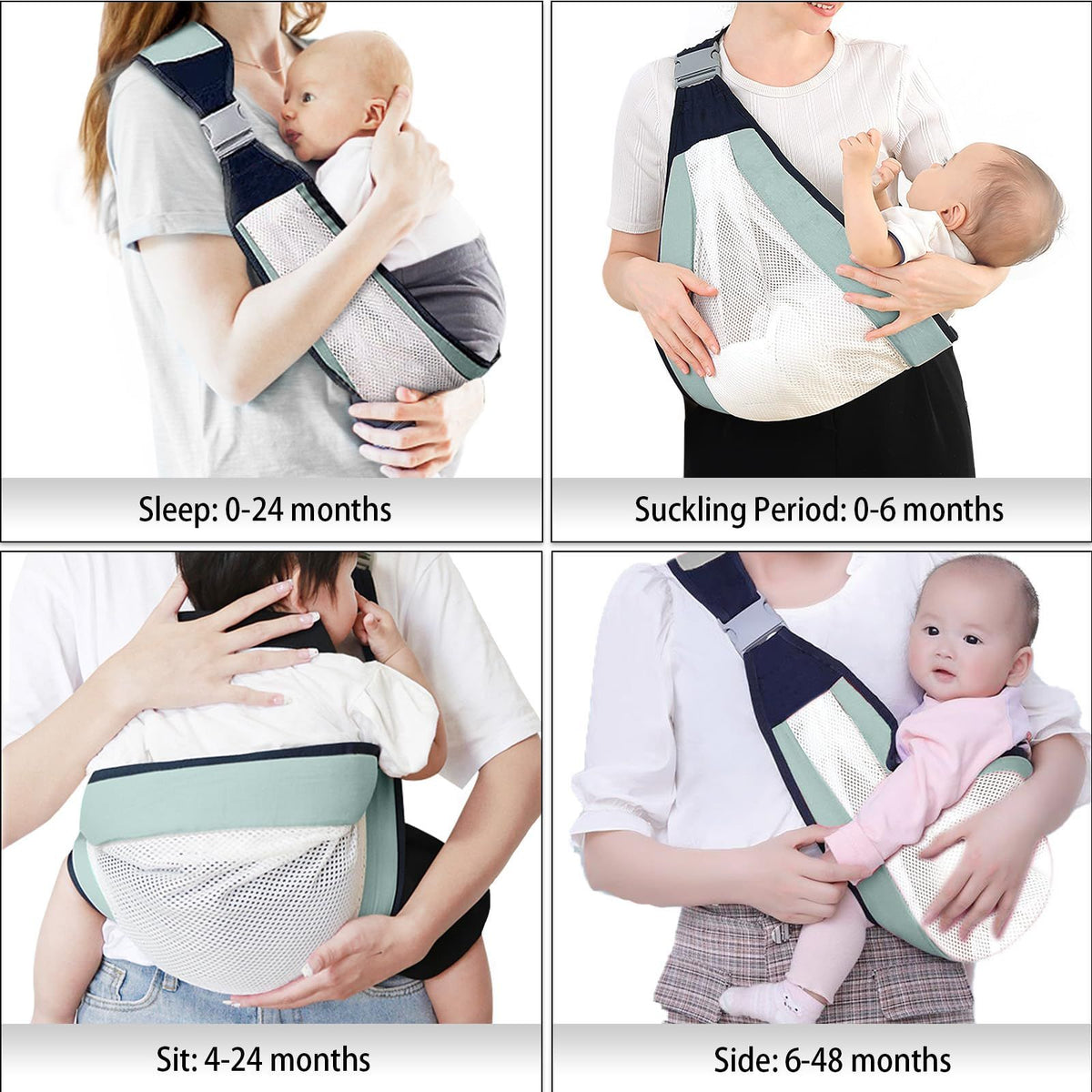 Adjustable Baby Sling Hip Carrier – Lightweight Breathable Mesh, Green – photo 3 of 5