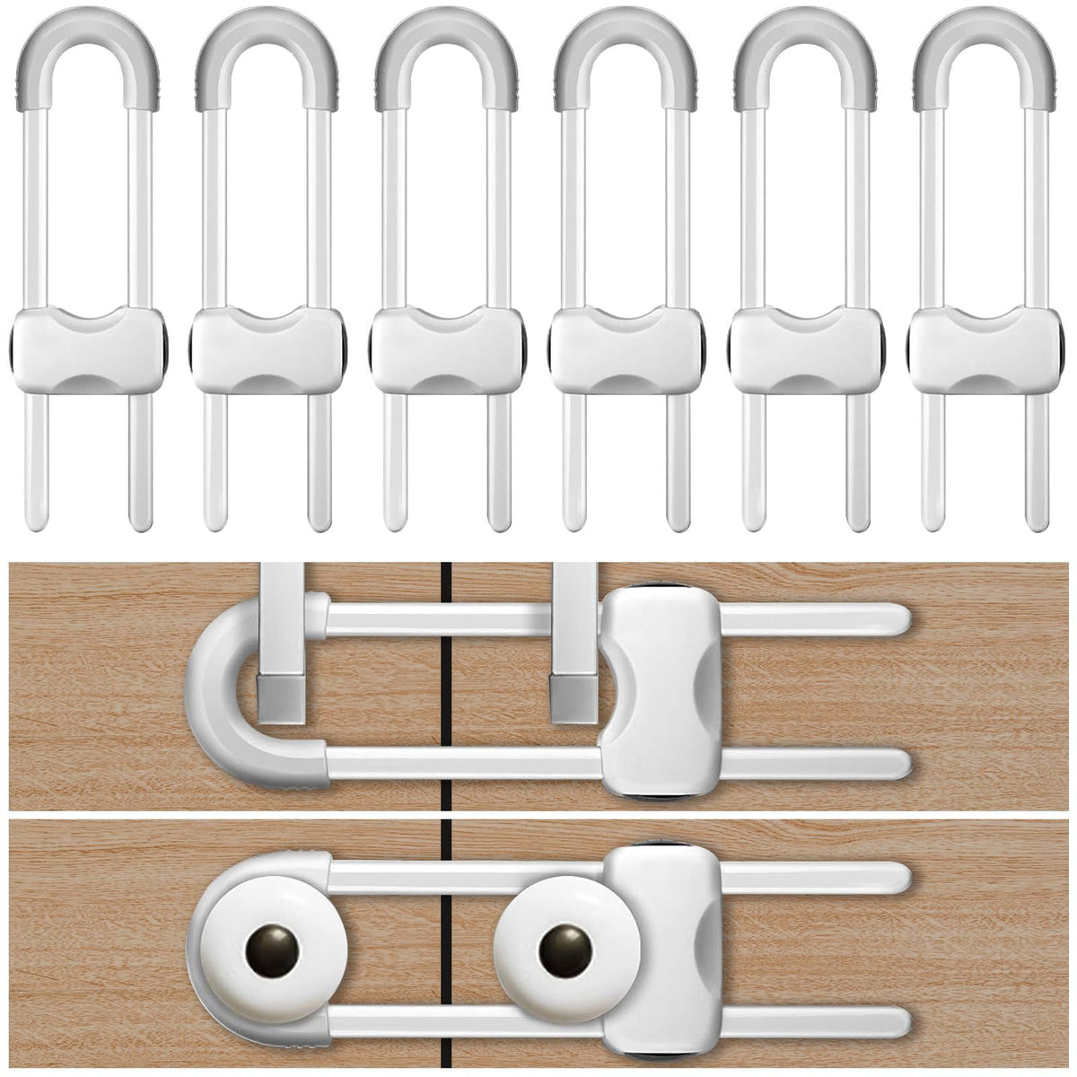 Child Safety Cabinet Locks (6-Pack) – U-Shaped, Multifunctional – photo 5 of 5