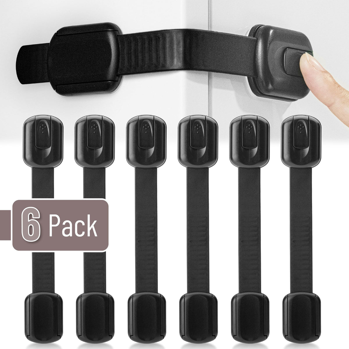 Child Safety Strap Locks (6-Pack) – Cabinet & Toilet, Baby Proof, Black – photo 1 of 5