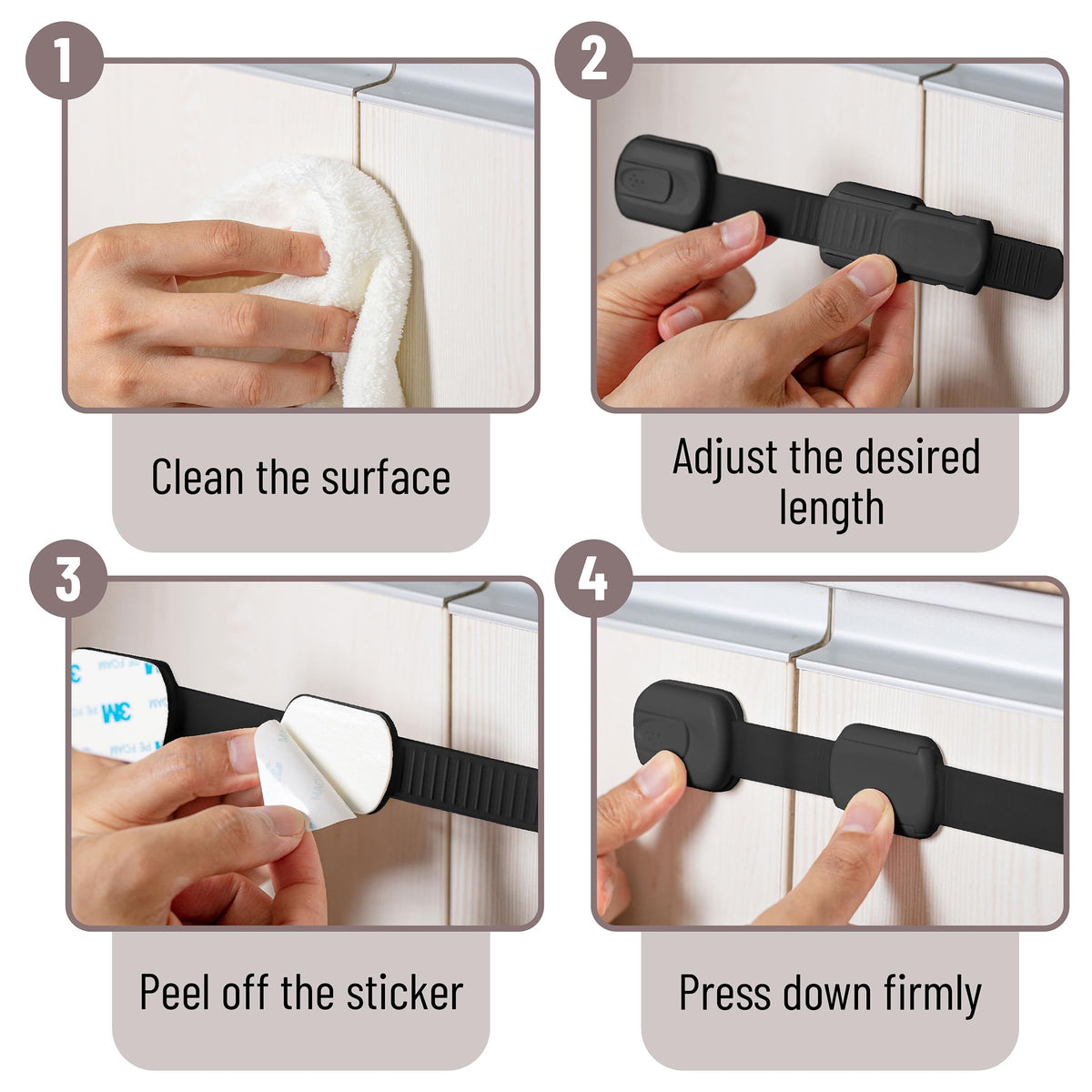 Child Safety Strap Locks (6-Pack) – Cabinet & Toilet, Baby Proof, Black – photo 3 of 5