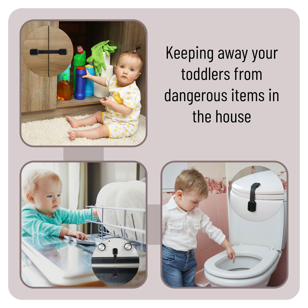 Child Safety Strap Locks (6-Pack) – Cabinet & Toilet, Baby Proof, Black – photo 5 of 5