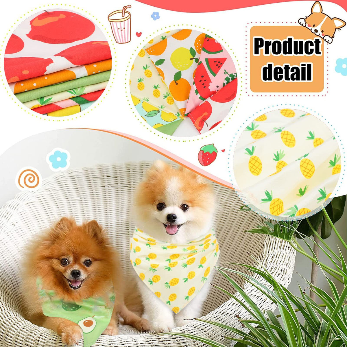 Dog Bandanas (6-Pack) – Spring Summer Print, Reversible – photo 4 of 5