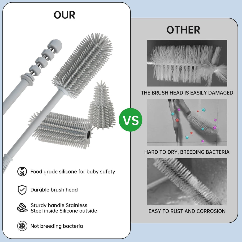 Baby Bottle Brush & Straw Cleaner Set – Extra Long, Silicone – photo 3 of 5