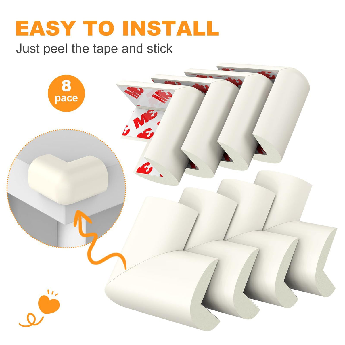 Baby Proofing Corner Guards (8-Pack) – Pre-Taped, Soft Foam, White – photo 2 of 5
