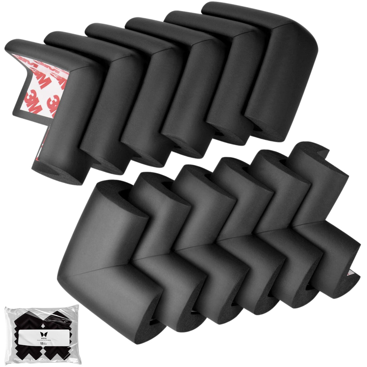 Baby Proofing Corner Protectors (12-Pack) – Table Edge Guards, Black – photo 1 of 5