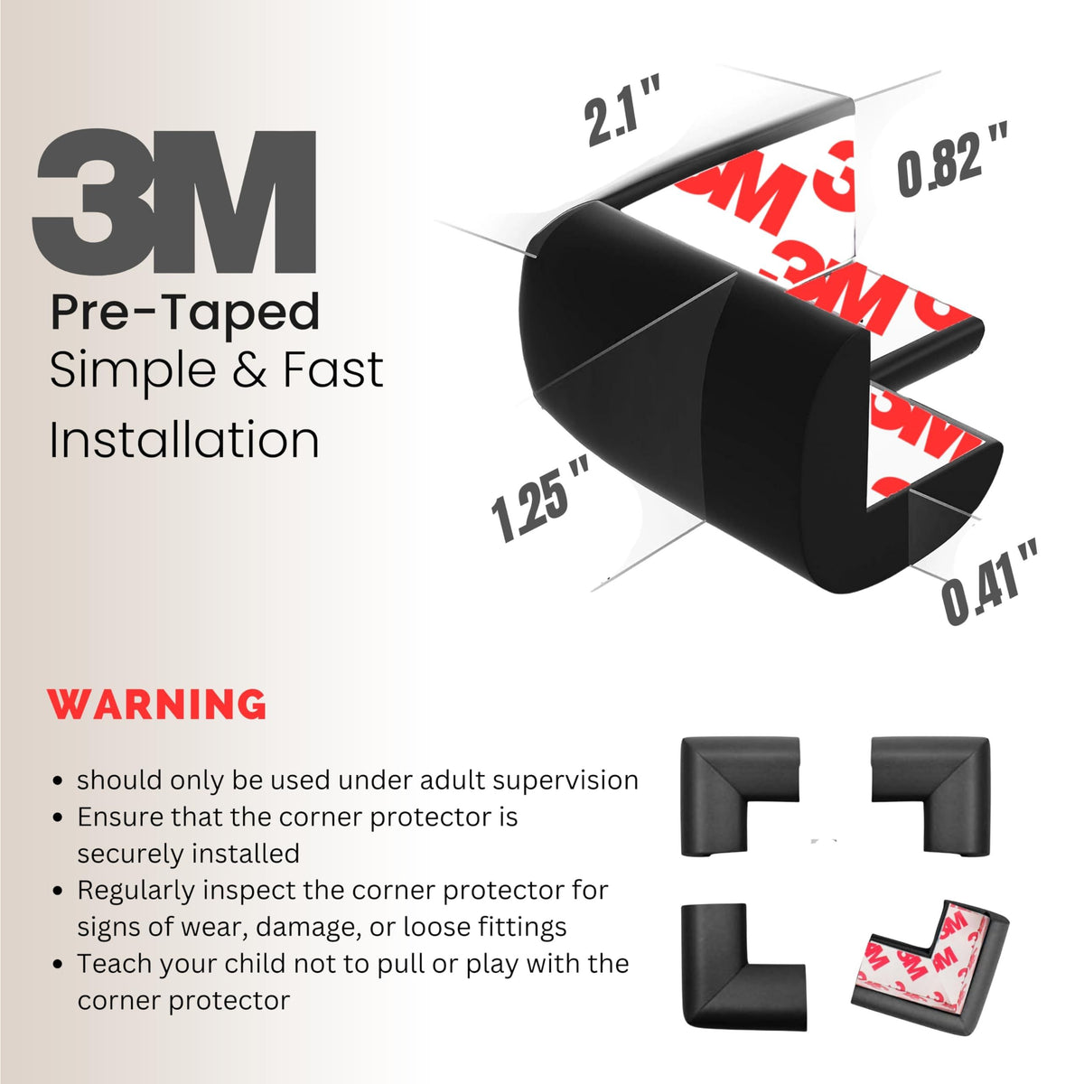 Baby Proofing Corner Protectors (12-Pack) – Table Edge Guards, Black – photo 3 of 5