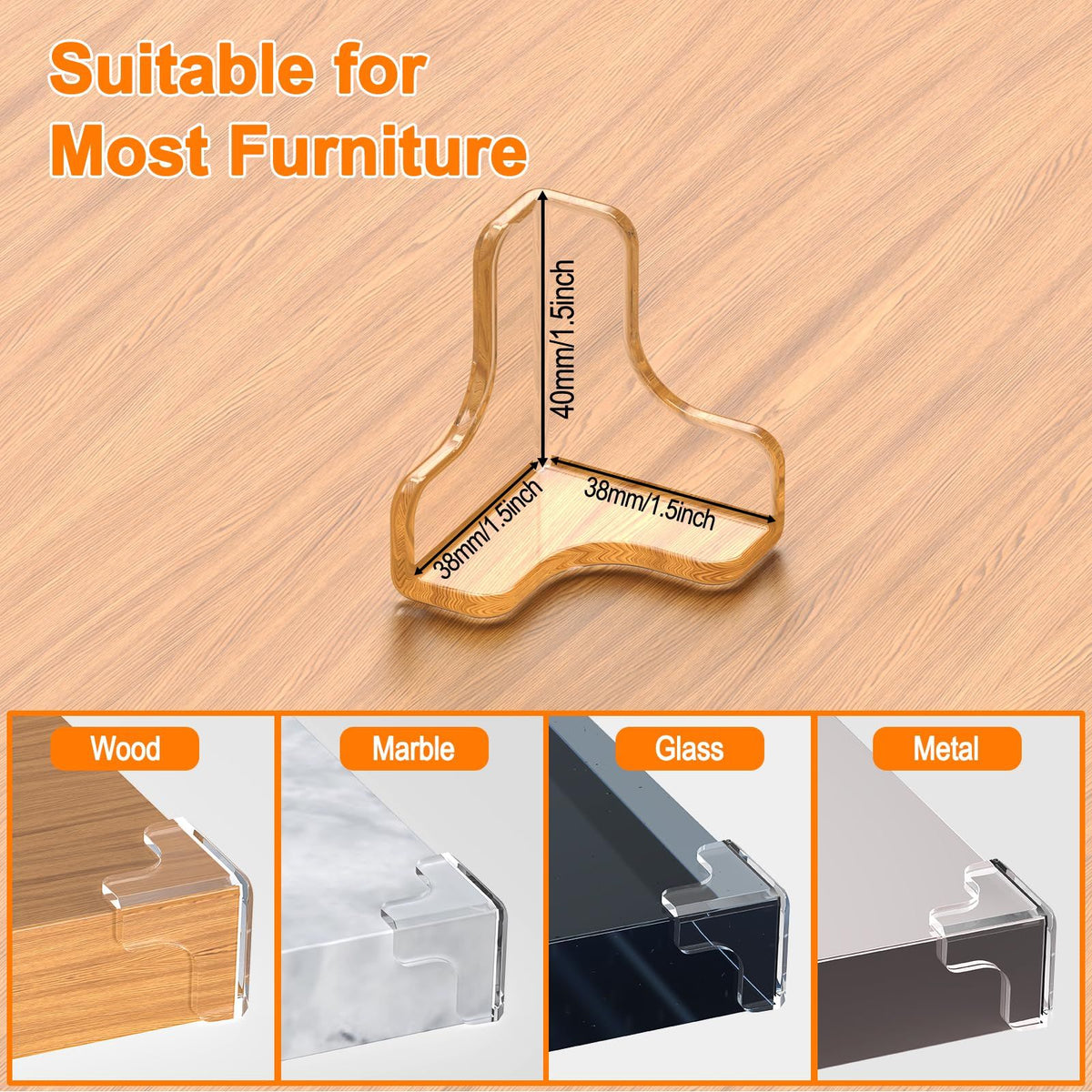 Baby Proofing Corner Protectors (12-Pack) – Clear, Large 1.6in – photo 3 of 5
