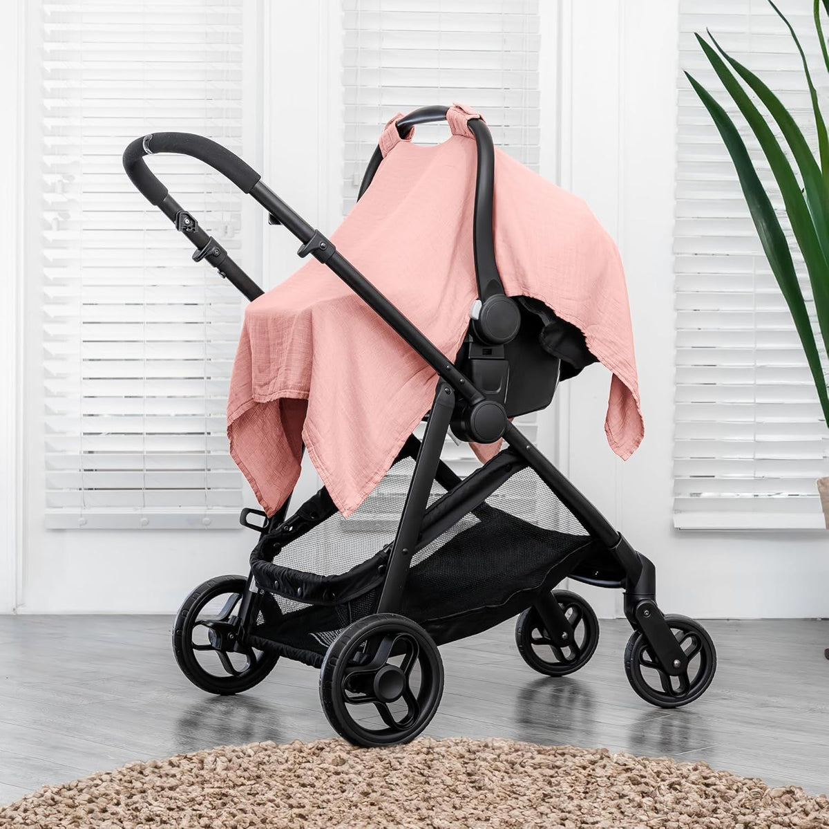 Baby Car Seat Sunshade Cover – Breathable, Insect Proof, Pink – photo 2 of 5