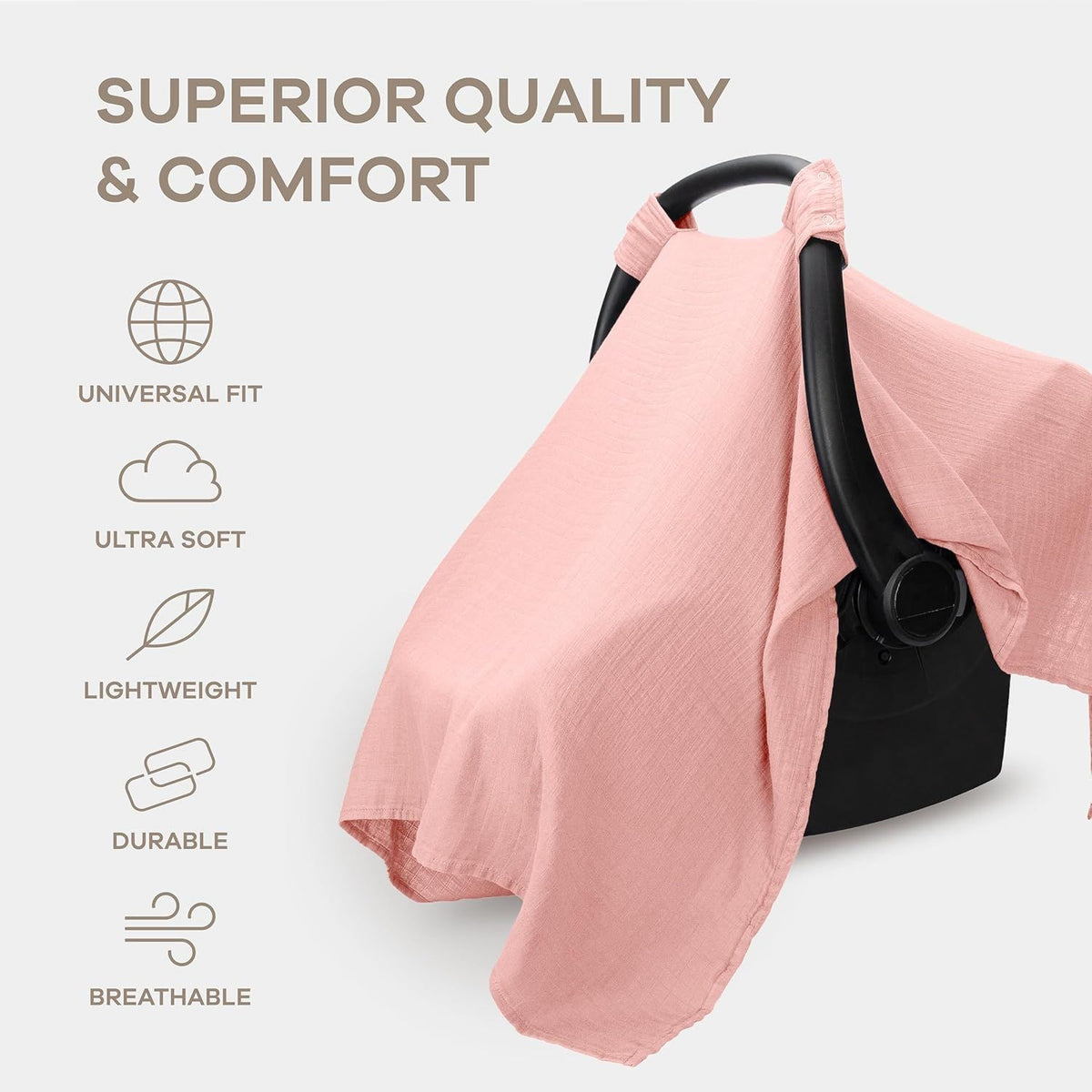 Baby Car Seat Sunshade Cover – Breathable, Insect Proof, Pink – photo 3 of 5
