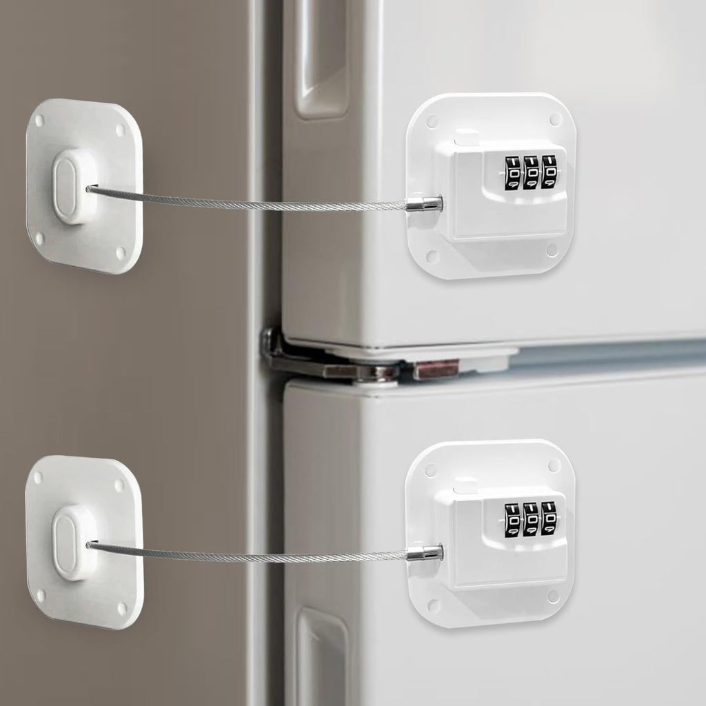 No-Drill Refrigerator Lock (2-Pack) – Heavy Duty Combination, White – photo 1 of 4